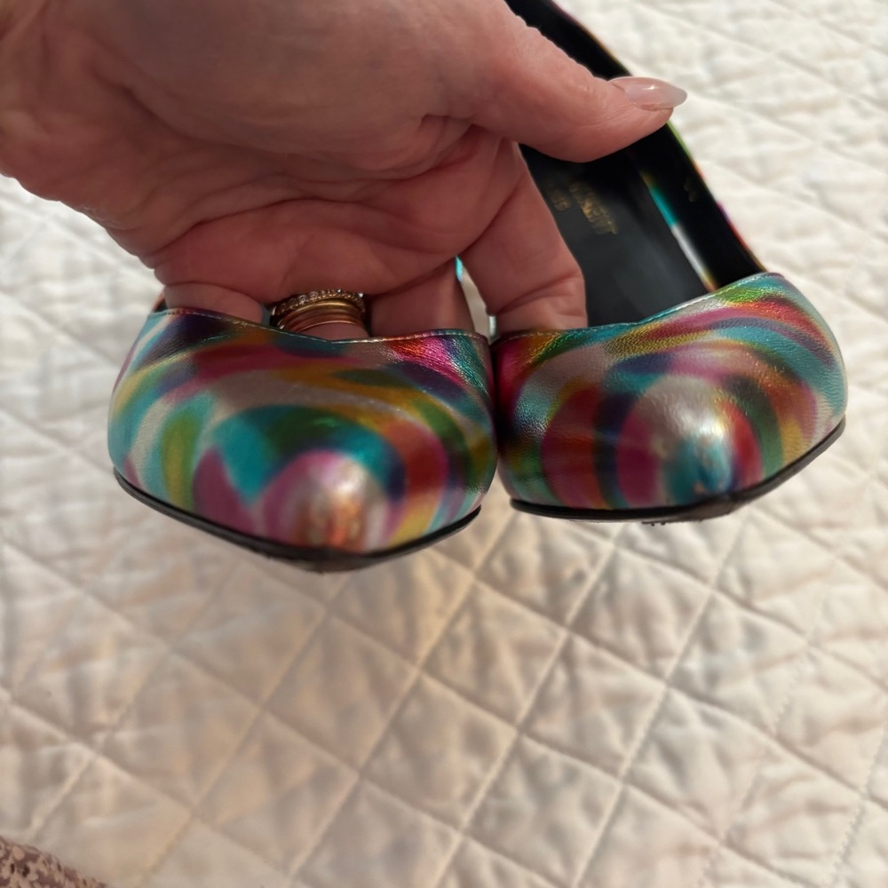 Saint Laurent Multicolor Iridescent Pointed Toe Pumps - Picture 7 of 11